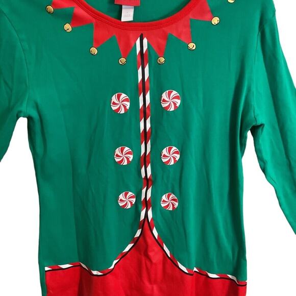 WONDERSHOP PAJAMA SET Women’s LARGE Elf Holiday Shirt & Pant Green Red Christmas - Picture 9 of 9